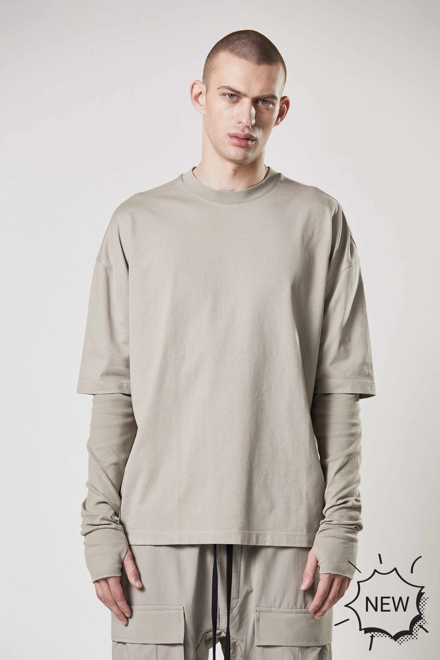 THOM KROM Printed Cotton Layered Longsleeve T-Shirt