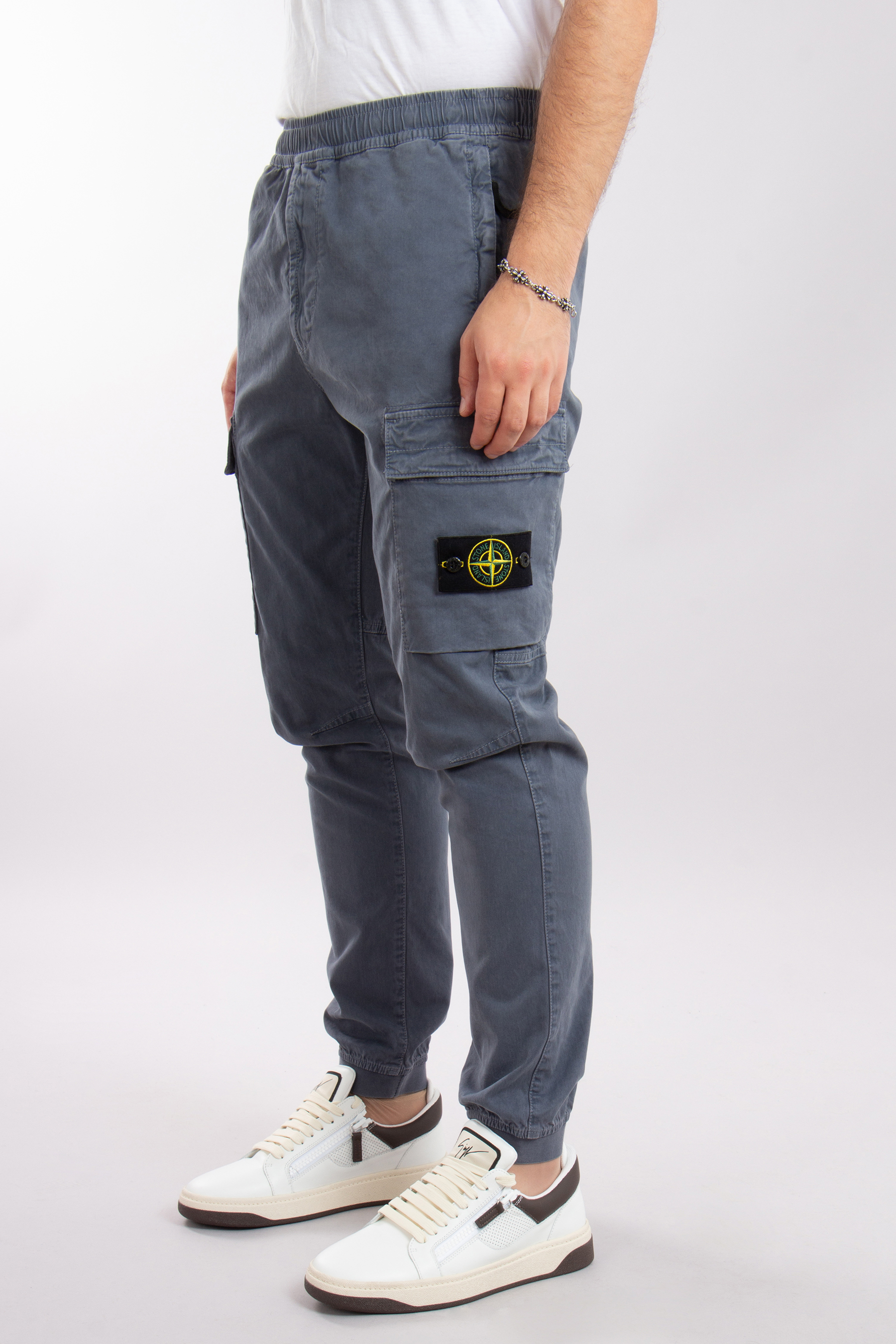 STONE ISLAND 'OLD' Effect Broken Cotton Twill Cargo Pants