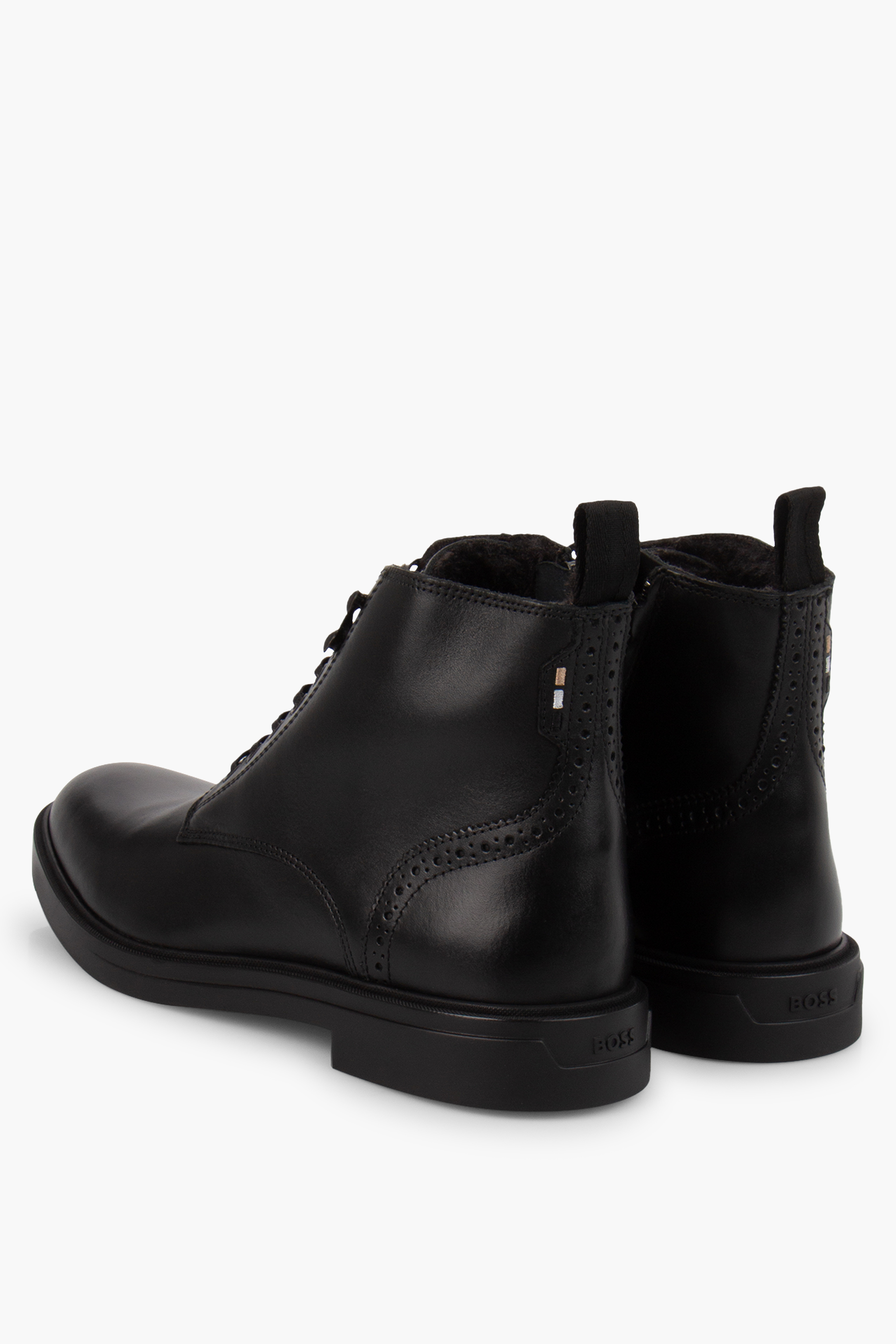 BOSS Lined Leather Ankle Boots Calev