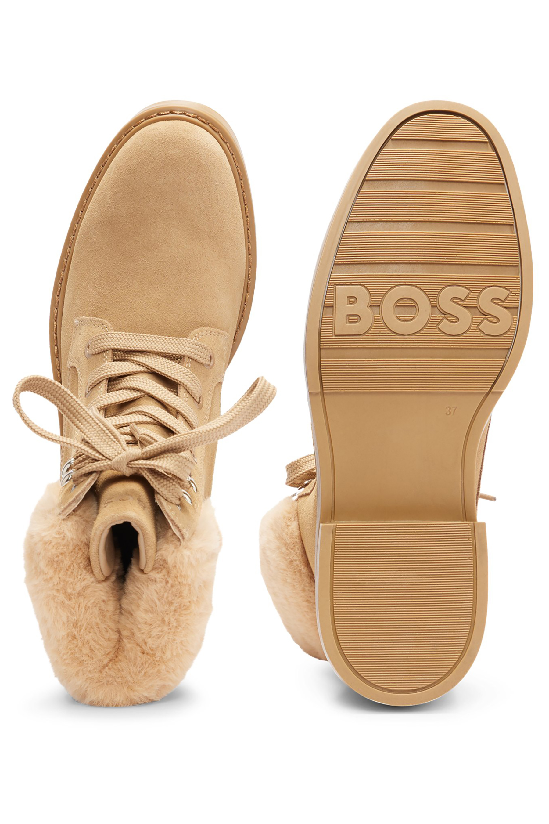 BOSS Suede & Faux Fur Lace Up Boots Vanity