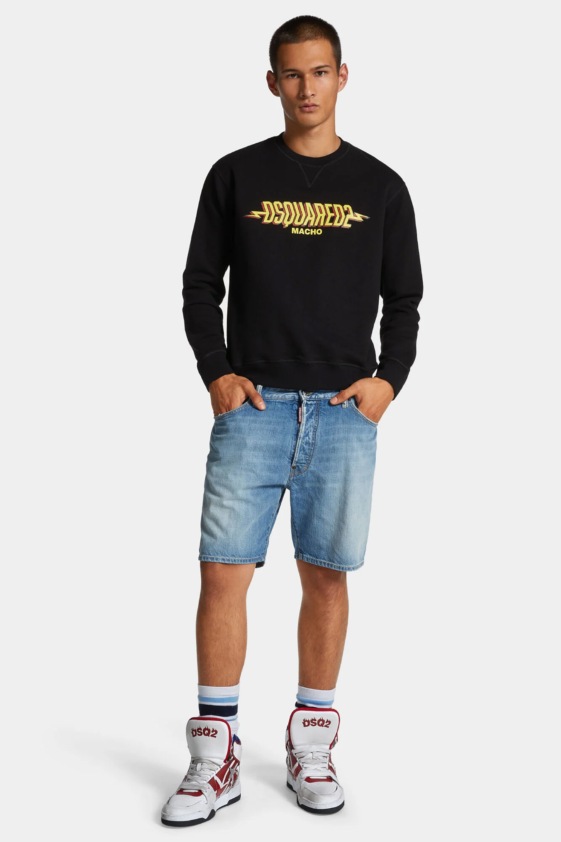 DSQUARED2 Light Clean Wash Cotton Denim Marine Shorts