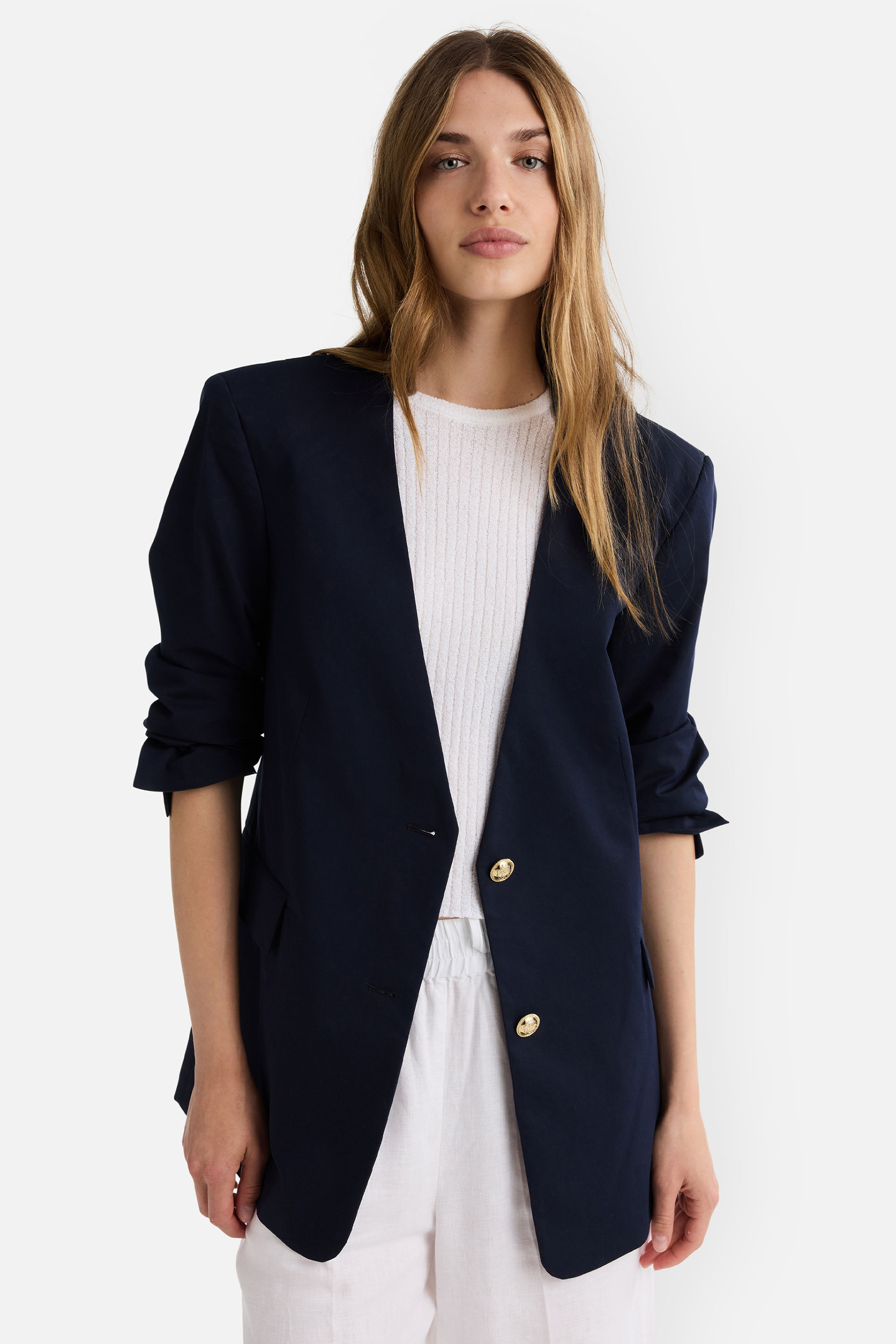 IHEART Regular Fit Stretch Cotton Blend Twill Blazer Arsina