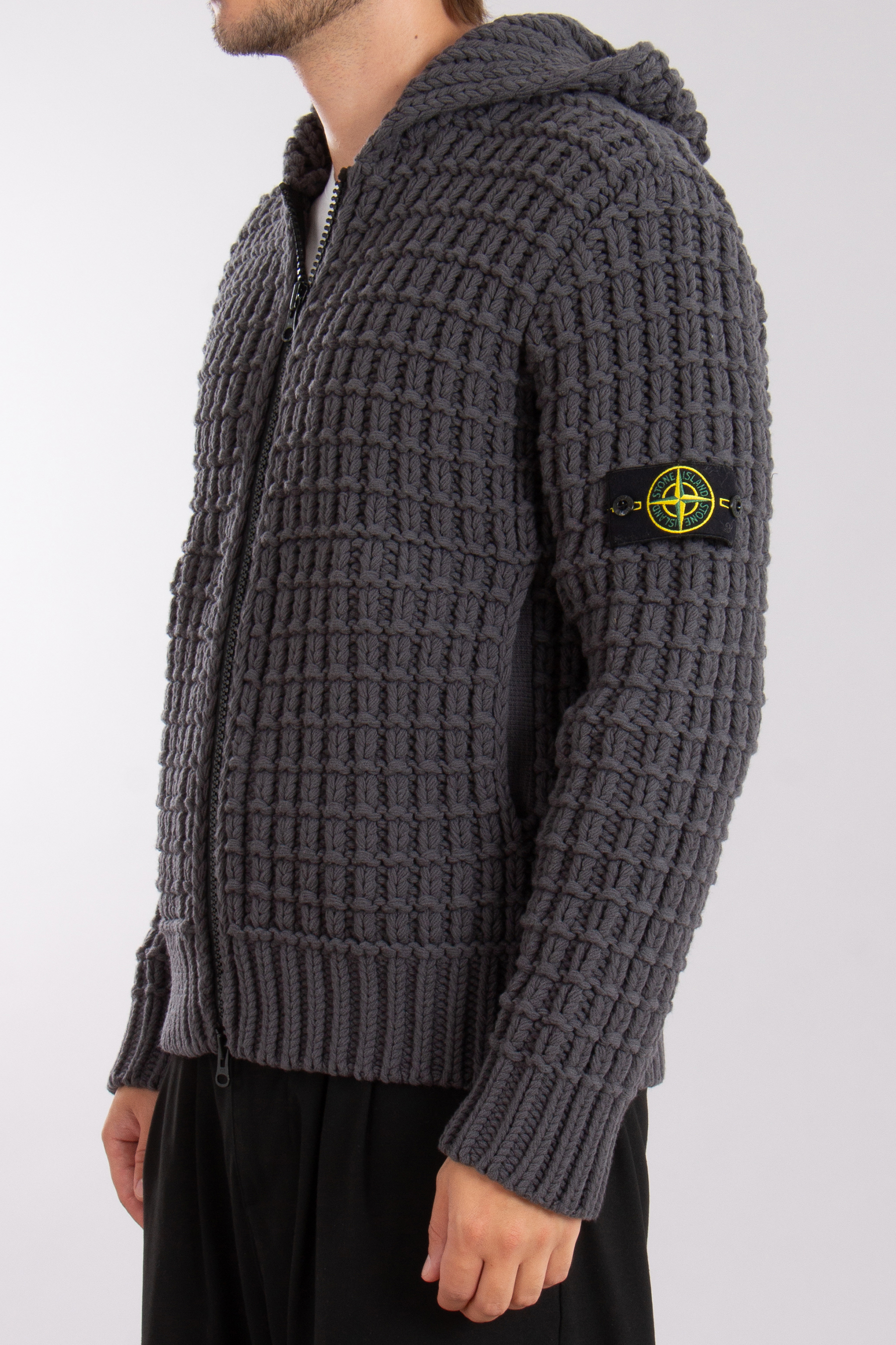 STONE ISLAND Basket Stitch Wool Blend Cardigan