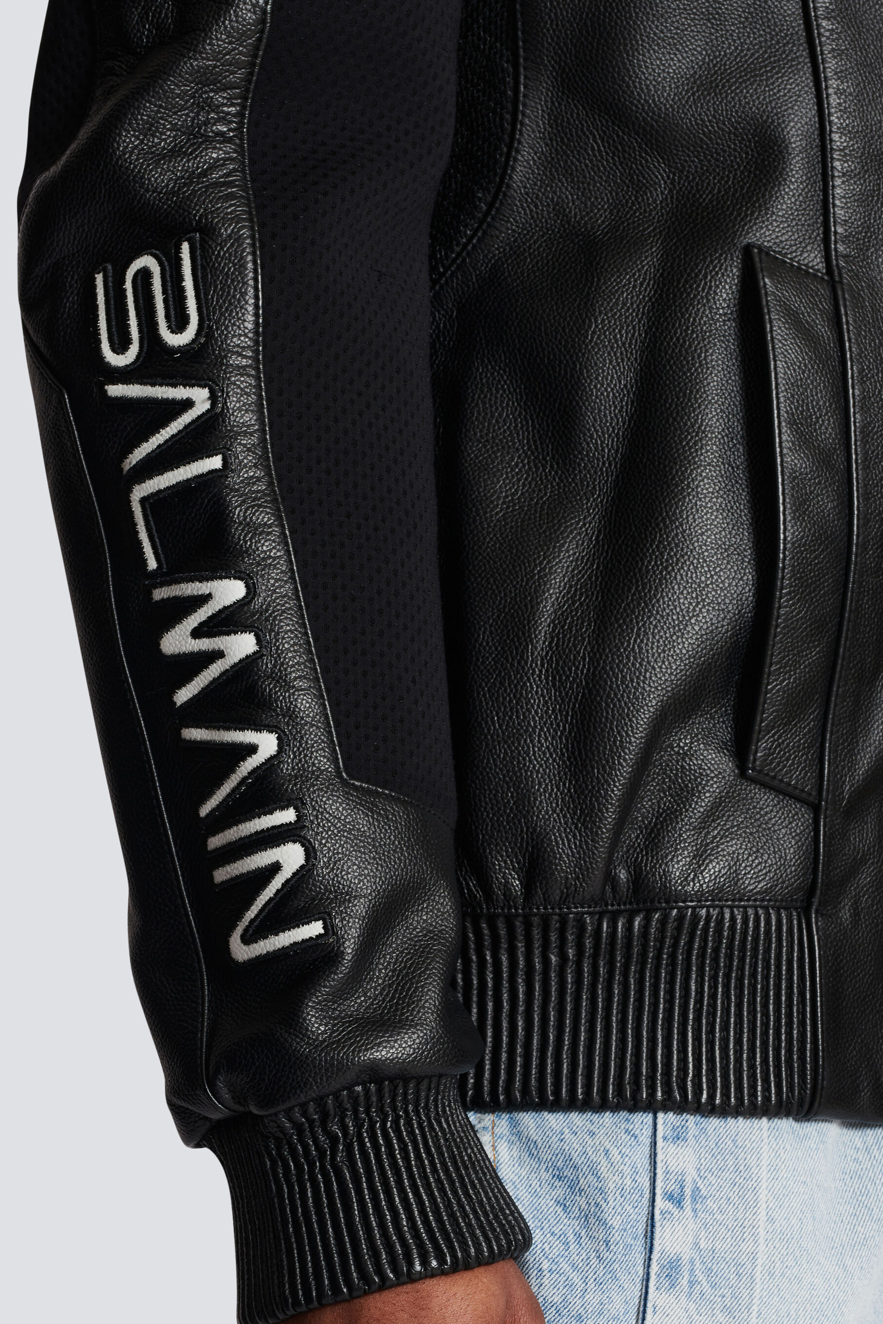 BALMAIN Logo Leather Bomber