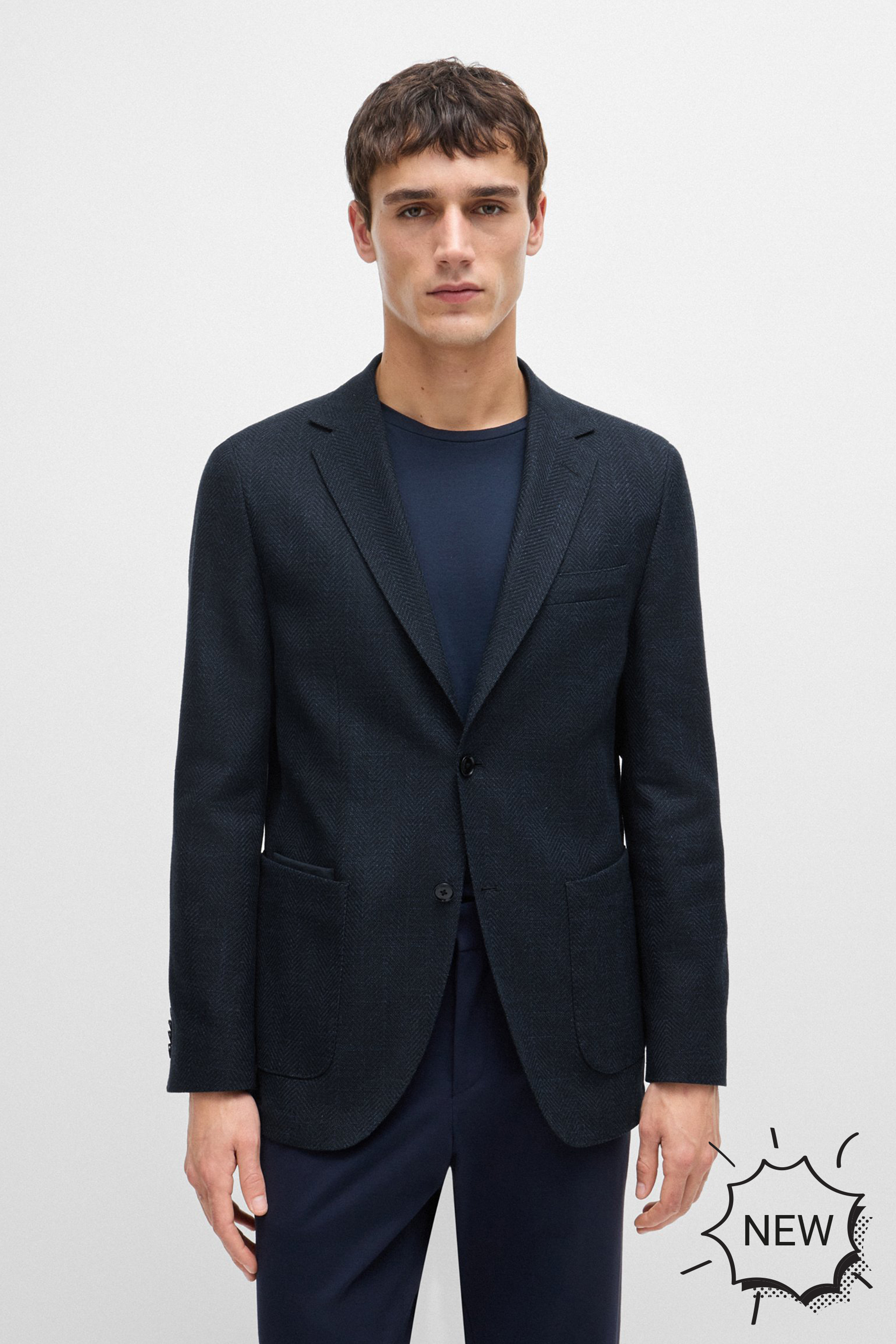 BOSS Herringbone Stretch-Cotton Blend Jacket C-Jaye