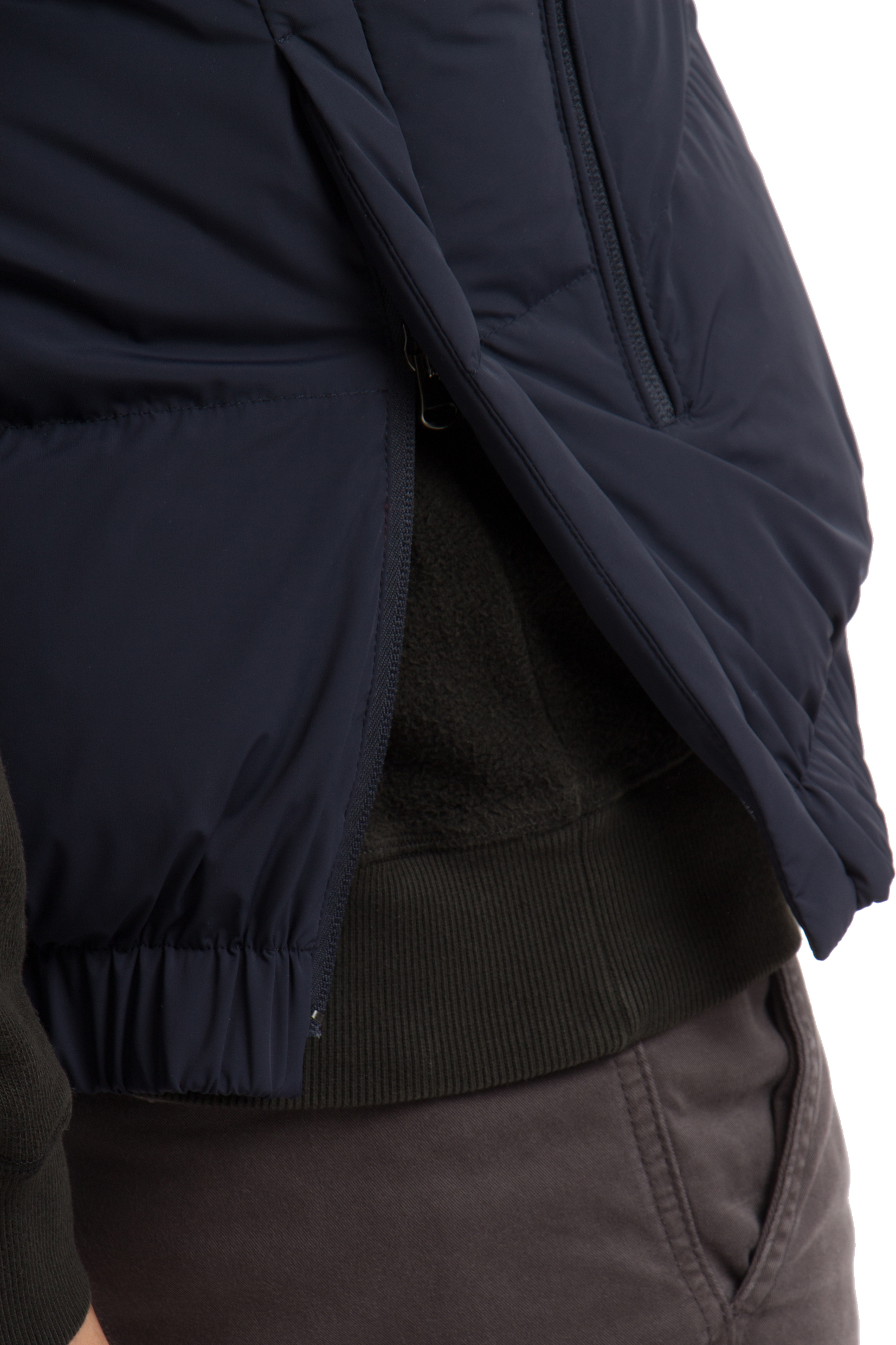 KITON Hooded Down Vest with Contrast Collar