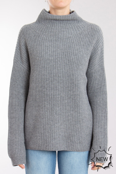 0039 ITALY Ribbed Cashmere-Wool Blend Mock Neck Sweater Lona