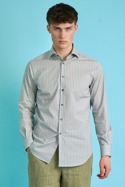 PAL ZILERI Printed Cotton Stretch Shirt