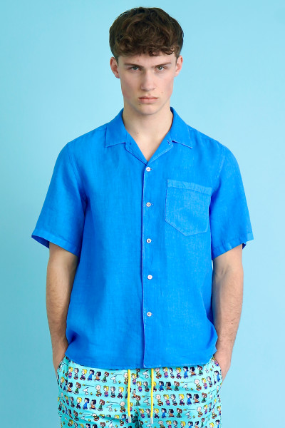 MC 2 SAINT BARTH Short-Sleeve Linen Shirt Sifnos