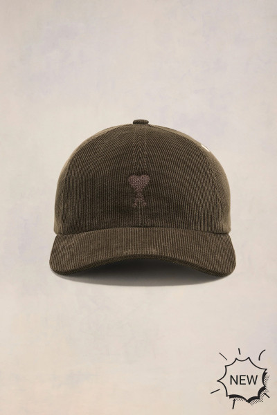 AMI PARIS Embroidered Cotton Courduroy Cap