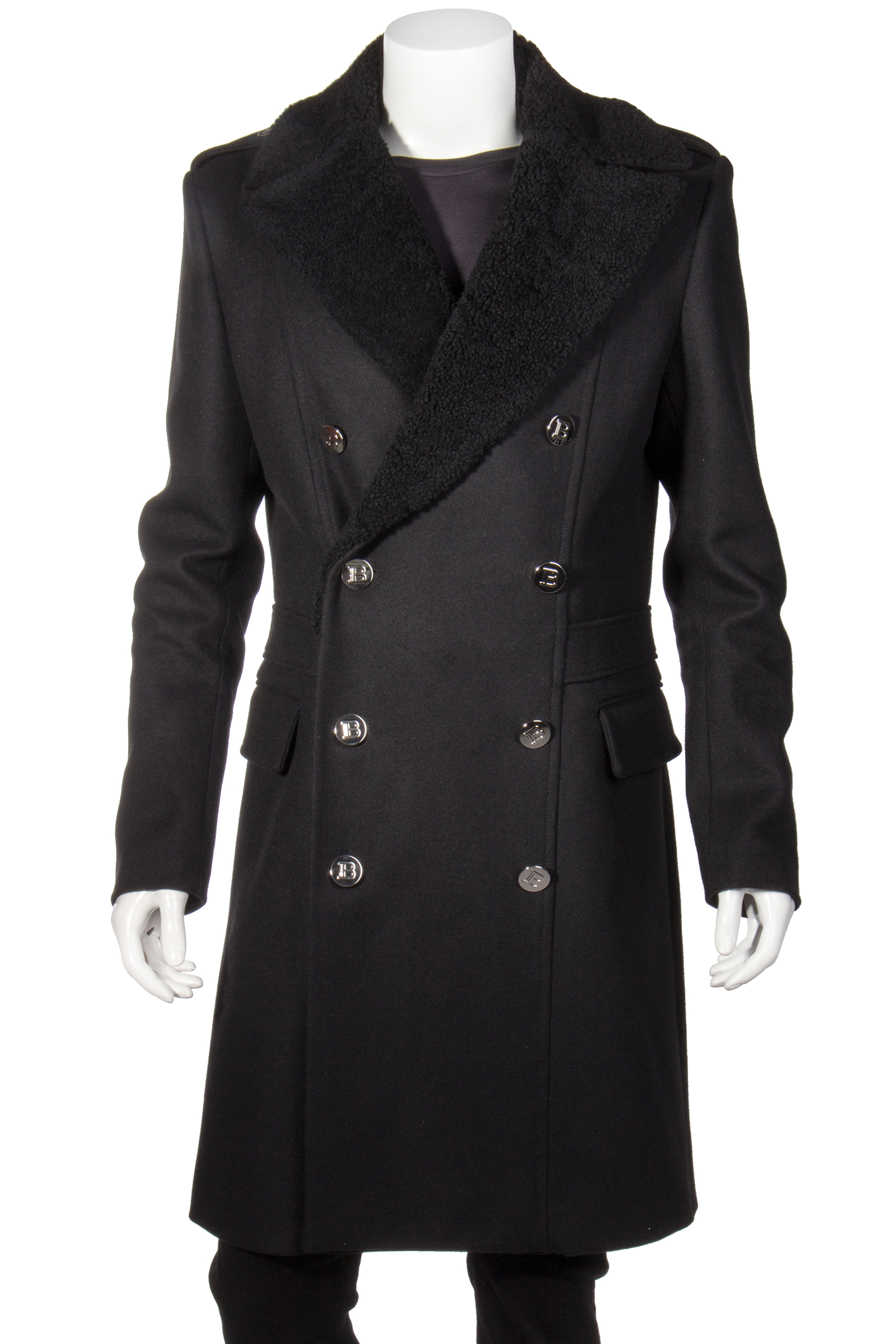 Balmain Double Breasted Wool Coat Coats Clothing Men Mientus