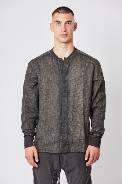 THOM KROM Bomber Collar Linen Shirt