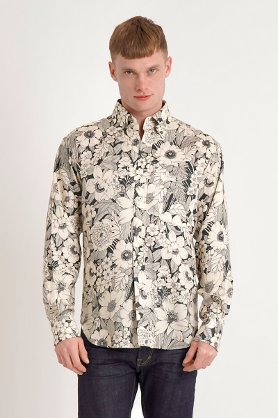 TOM FORD Linear Floral Fluid Fit Lyocell Shirt