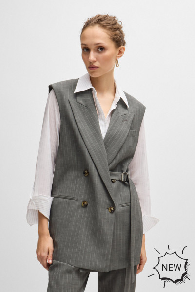 BOSS Longline Striped Wool Waistcoat Jewelare