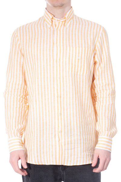 ETRO Embroidered Striped Linen Shirt