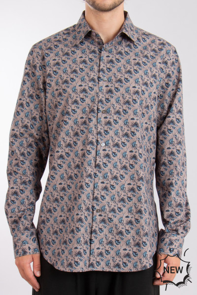 PAUL SMITH Tailored Fit Flower Print Organic Cotton Shirt