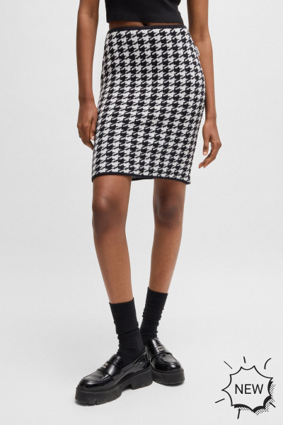 HUGO Houndstooth Organic Cotton Blend Mini Skirt Sorperia