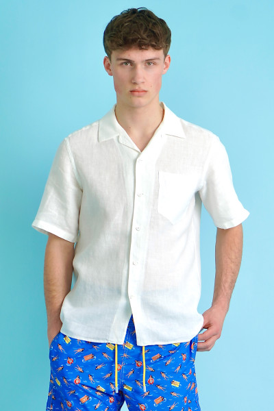 MC 2 SAINT BARTH Short-Sleeve Linen Shirt Sifnos