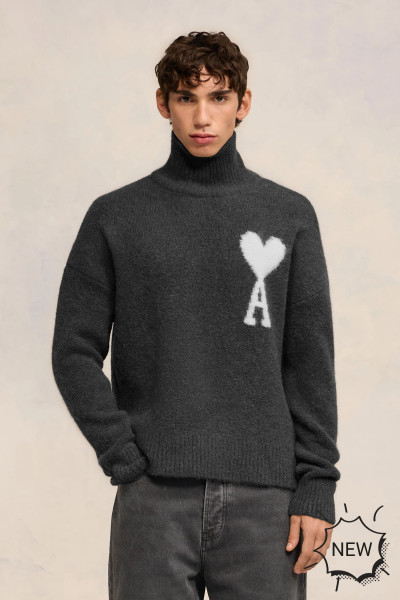 AMI PARIS Ami De Coeur Alpaca Blend Funnel Neck Sweater