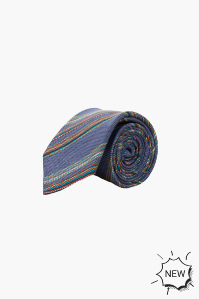 PAUL SMITH 'Signature Stripe' Block Silk-Linen Blend Tie