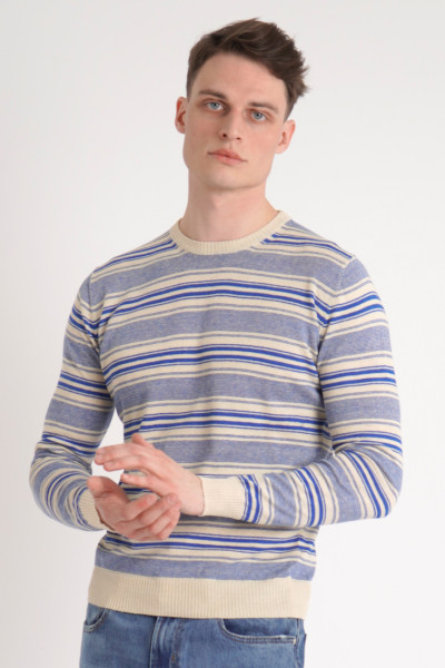 ASPESI Striped Linen Blend Sweater