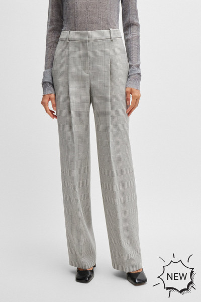 BOSS Checked Virgin Wool Crepe Pants Tanity