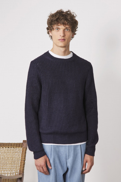 OFFICINE GÉNÉRALE Linen-Cotton Blend Knit Sweater