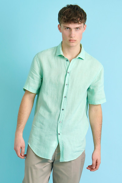 EMPORIO ARMANI Short Sleeve Linen Shirt