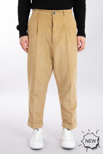 AMI PARIS Oversized Carrot Fit Cotton Corduroy Pants