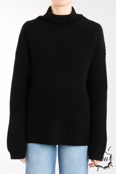 0039 ITALY Ribbed Cashmere-Wool Blend Mock Neck Sweater Lona