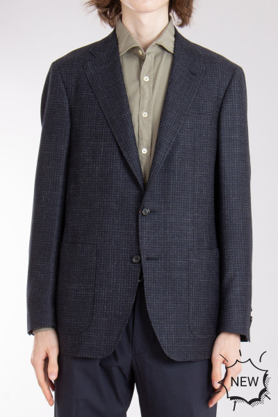 CANALI Modern Fit Checked Wool-Silk-Linen Blend Jacket Kei