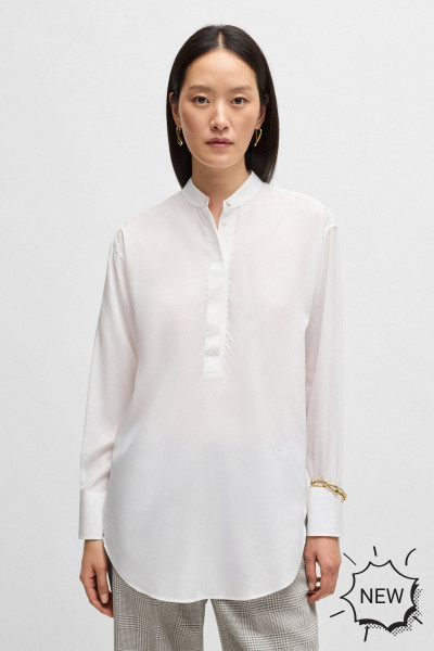 BOSS Relaxed Fit Lyocell Poplin Blouse Brooke Wednesday