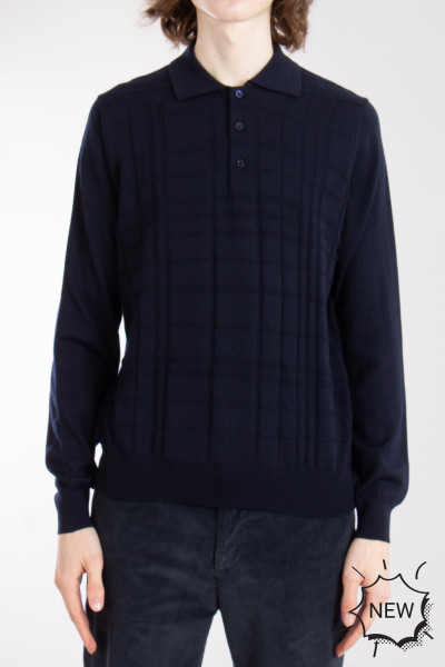 CANALI Structured Wool Knit Polo