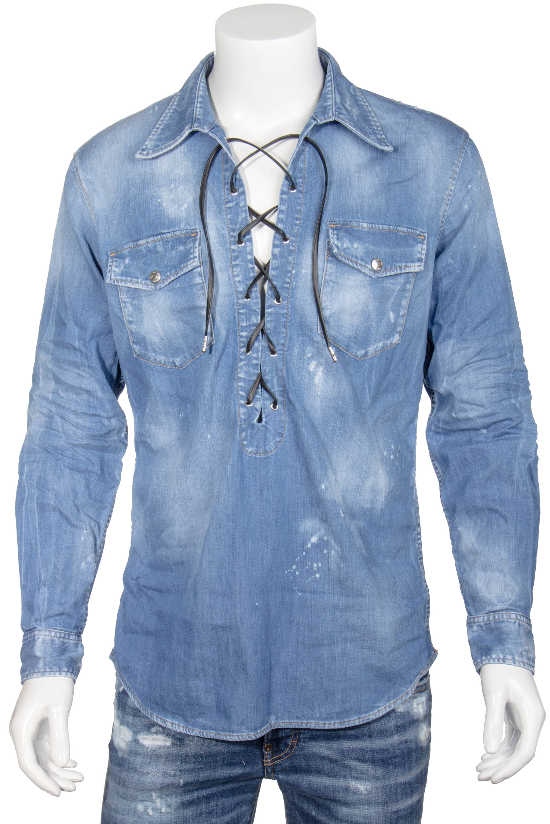 DSQUARED2 Denim Shirt With Lacing | Shirts | Clothing | Men | mientus ...