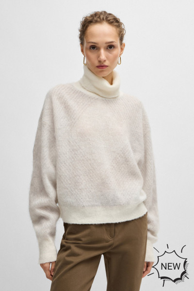 BOSS Patterned Mohair-Wool Blend Sweater Fewani