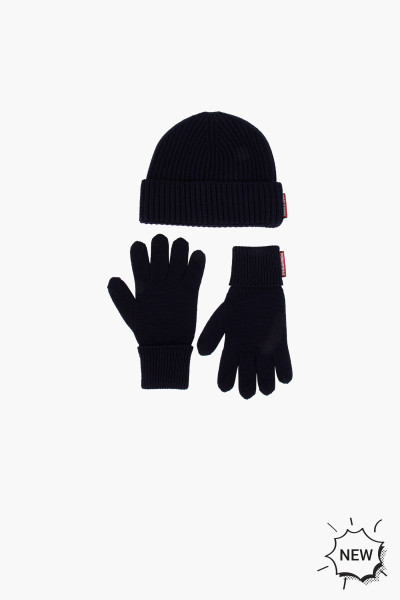 DSQUARED2 Wool Beanie & Gloves Warmy Knit Set