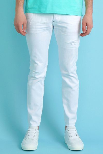 DSQUARED2 White Bull Cotton Stretch Denim Skater Jeans