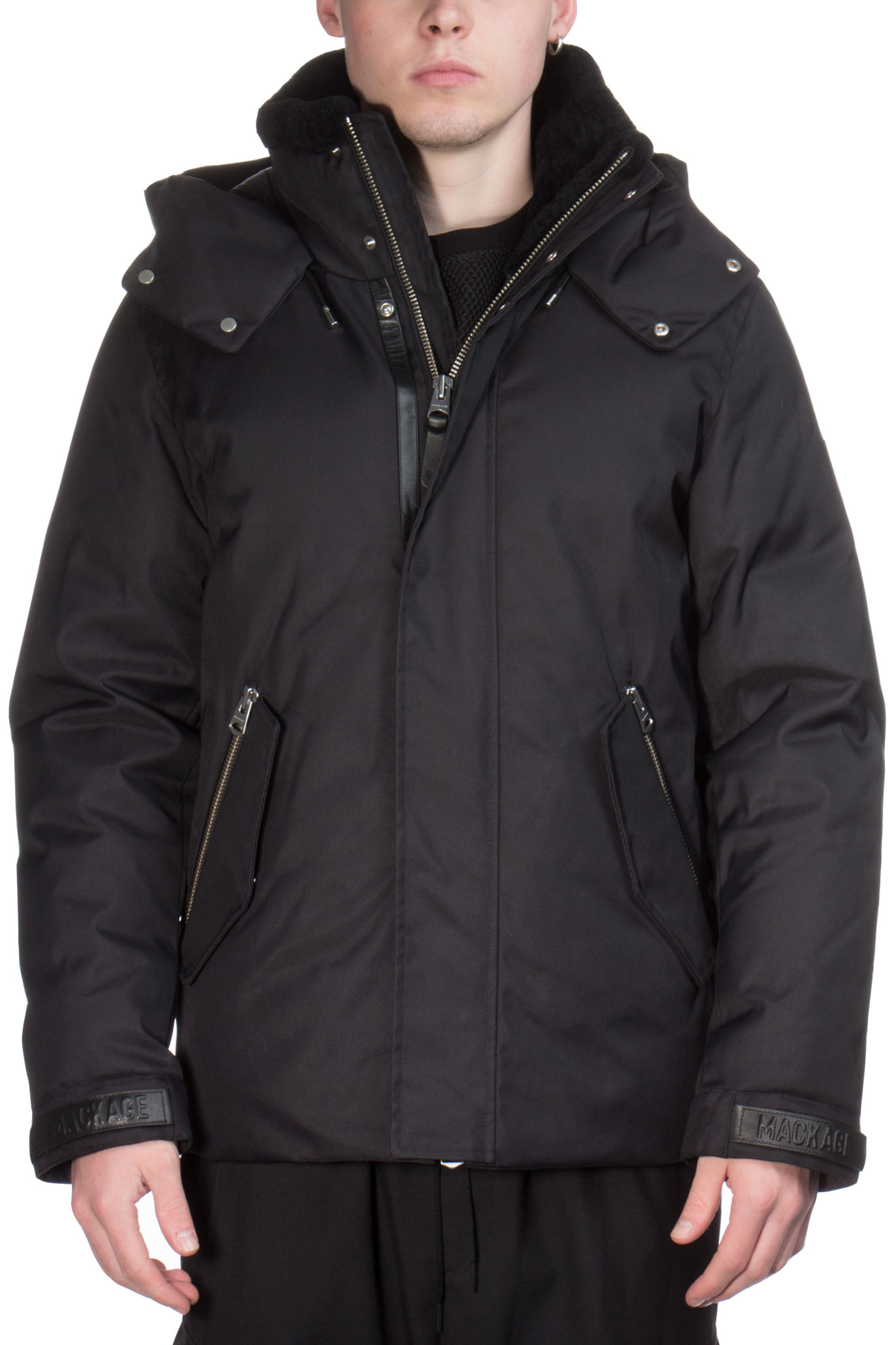 MACKAGE Twill Down Jacket Sidney with Shearling Collar | Jackets ...